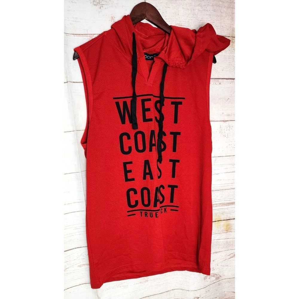 True Rock Large Red West Coast East Coast True Rock Logo Sleeveless Hoodie